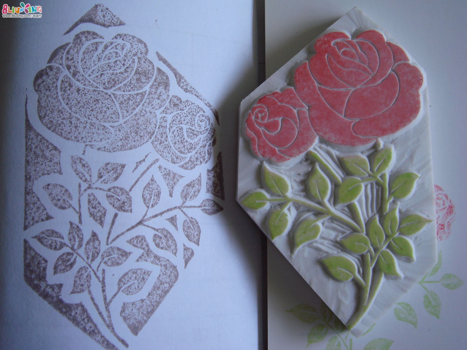 新刻的玫瑰花橡皮章(有原图) - 综合手作秀 - 布