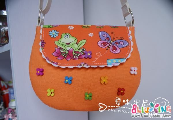 夏咪出品-橙色花园儿童斜背包 - 手工包包 布流