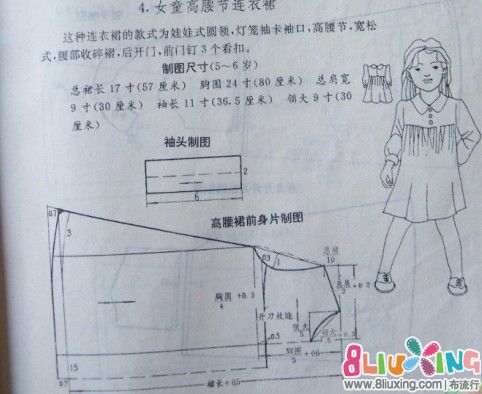 女童高腰节连衣裙剪裁图 - 图纸下载专区 布流