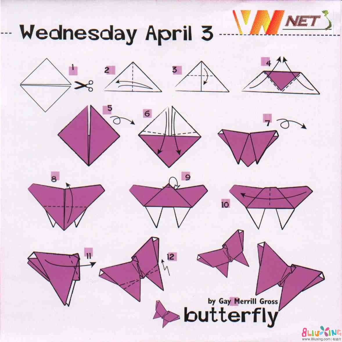 折纸教程--蝴蝶2 - 手工布艺教程 布流行手工制