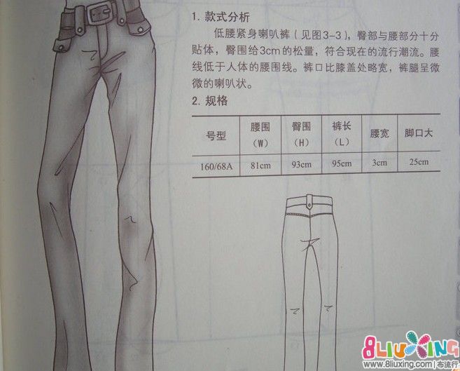 低腰紧身喇叭裤剪裁图 - 图纸下载专区 布流行