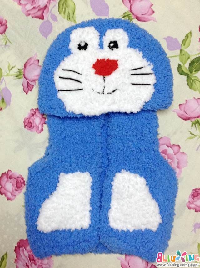 【阿苗手作】给<em>宝宝</em>织的机器猫小叮当<em>连帽马甲</em>