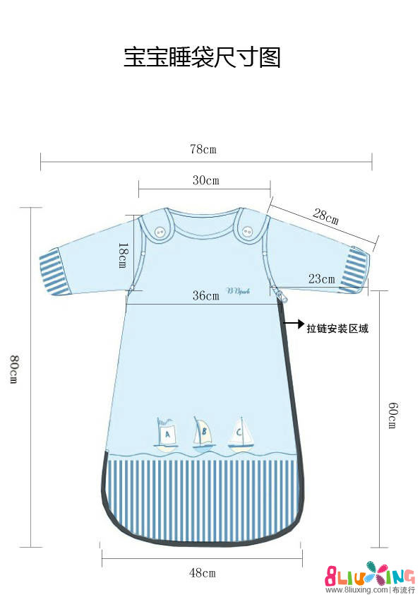 1:1纸样 婴儿睡袋 - 宝宝服装教程 布流行手工网