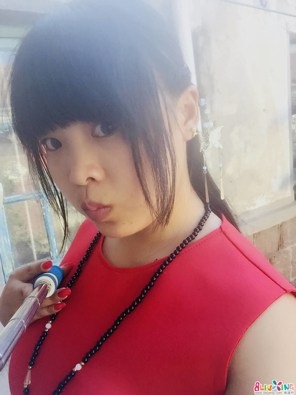 太空棉女红色蓬蓬裙七分袖连衣裙(无袖)(含裁剪