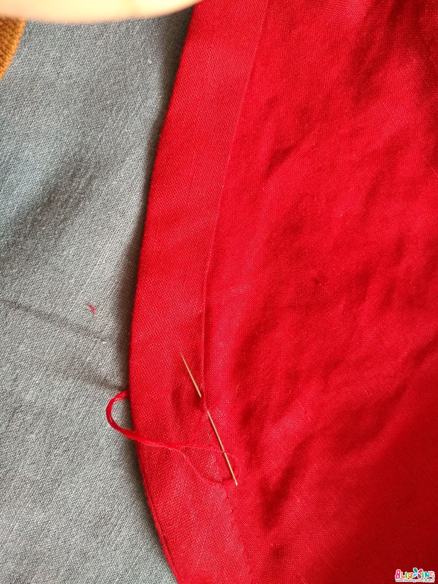 红色优雅复古亚麻旗袍短上衣 (附简单制作过程